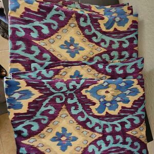 Purple and Aqua Print Room Darkening Drapes Pair 48 x 84"